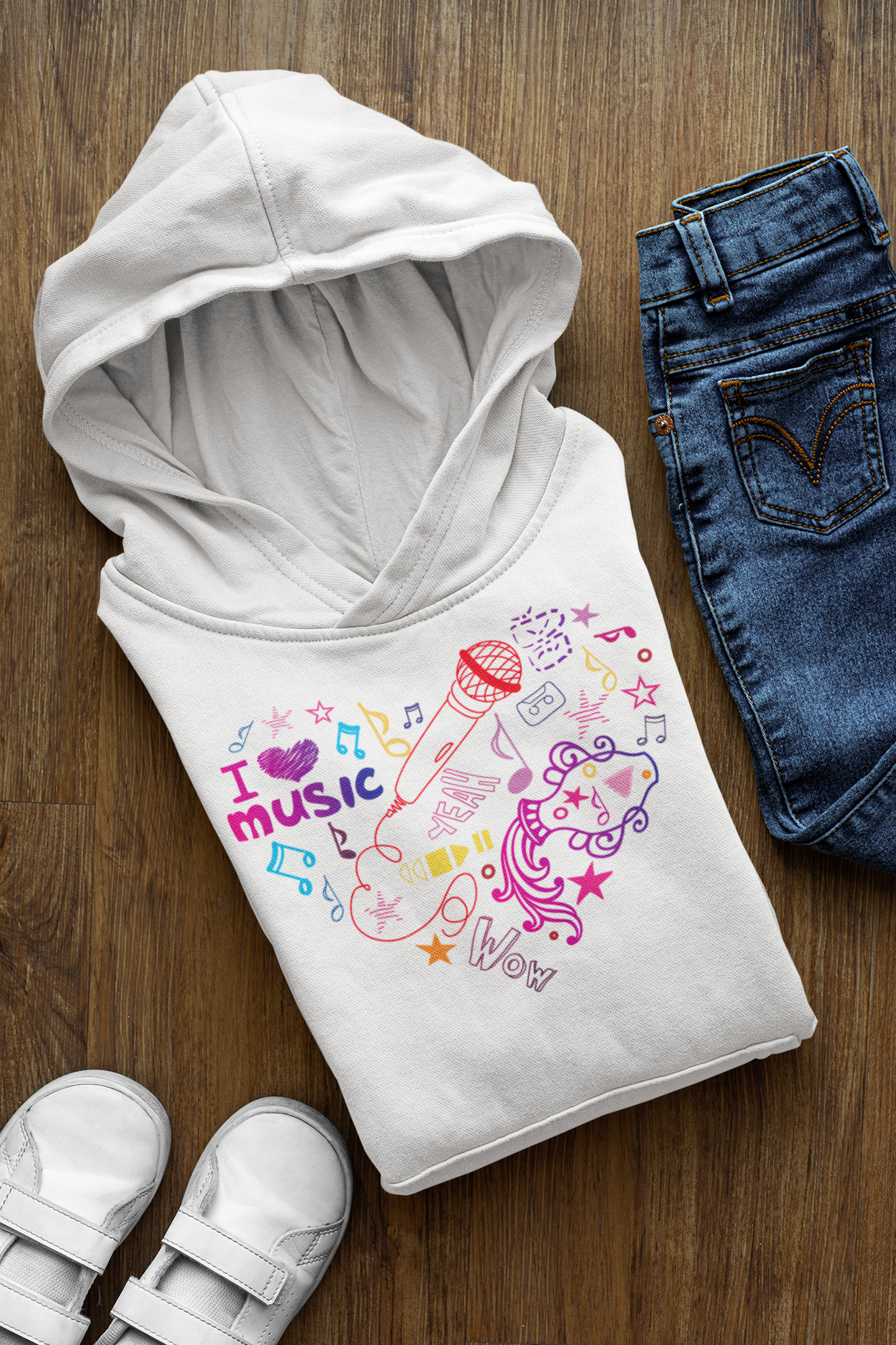 I love music heart shape  kids hoodie