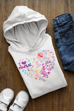 Load image into Gallery viewer, I love music heart shape  kids hoodie
